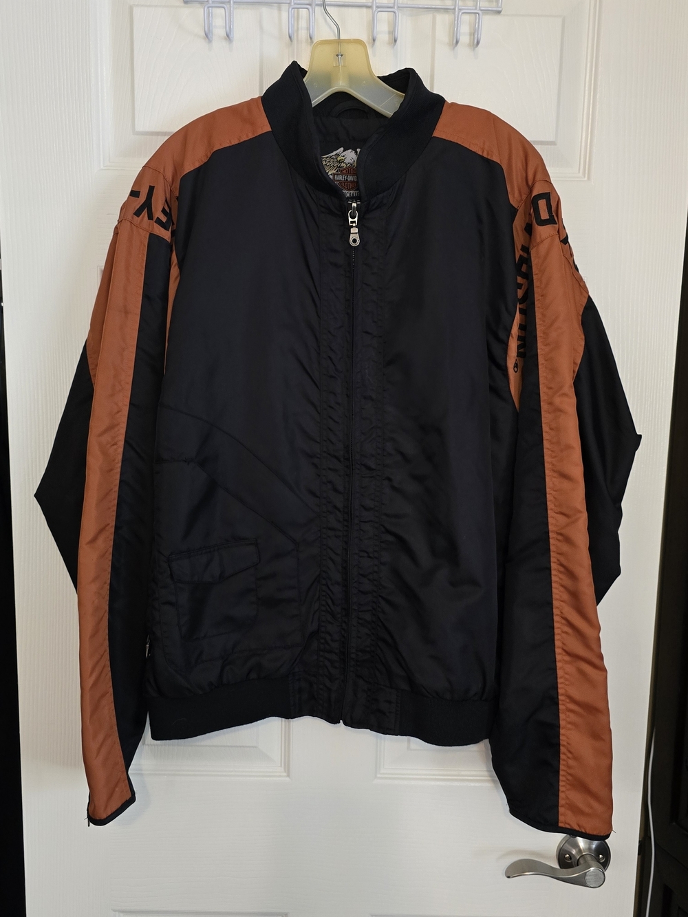 Harley-Davidson Black and Rust Zip Bomber Jacket